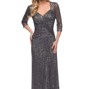 La Femme 27930 Mother of the Bride Dress Gray Size 14